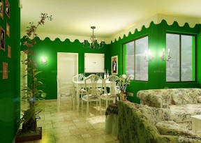 家庭室内绿色墙面装修效果图片大全 