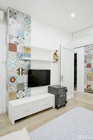 简约创意室内装修瓷砖电视墙效果图