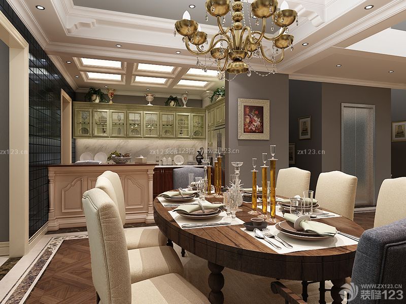 现代欧式混搭风格 家庭餐厅装修效果图片