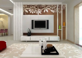 时尚简约电视墙设计 正方形客厅装修效果图