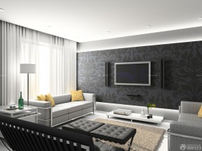 时尚简约电视墙设计 黑白风格装修效果图