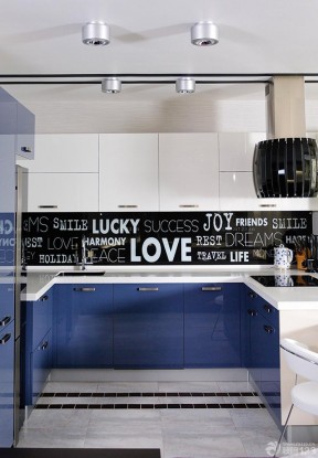 厨房装修效果图 简约 蓝色橱柜装修效果图片