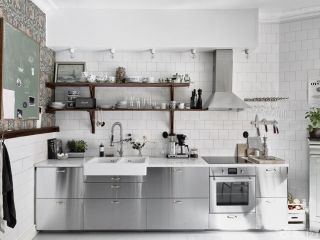时尚厨房装修效果图简约银色橱柜设计