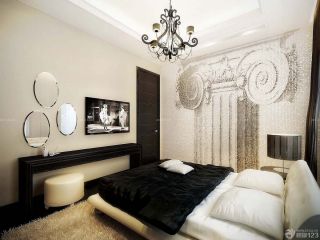 现代欧式卧室马赛克背景墙装修效果图