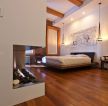 90平米房屋带阁楼卧室深棕色木地板装修效果图片
