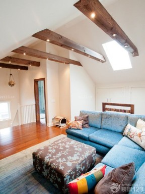 美式90平米房屋带阁楼软沙发装修效果图片