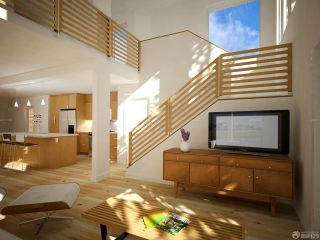 现代欧式复式室内木制楼梯装修效果图大全