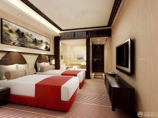 现代宾馆室内单人床装修效果图片