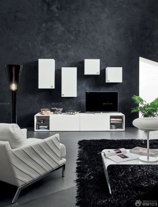 现代简约小户型室内电视墙装修图片