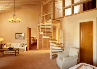 现代欧式复式楼室内木楼梯装修效果图大全