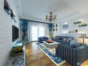 80平米小户型客厅家具摆放 地中海风格吊灯