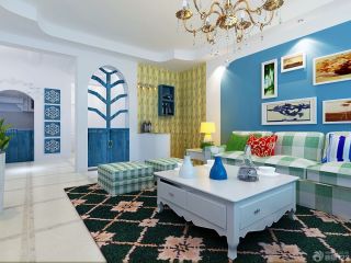 地中海风格80平米小户型客厅家具摆放效果图