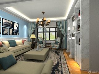 80平米小户型美式地毯客厅家具摆放效果图