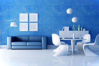 四房二厅客厅蓝色墙面装修效果图片