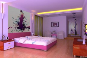 140平米婚房装修效果图 紫色墙面装修效果图片