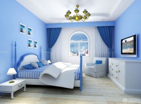 三房两厅装修设计图 蓝色墙面装修效果图片