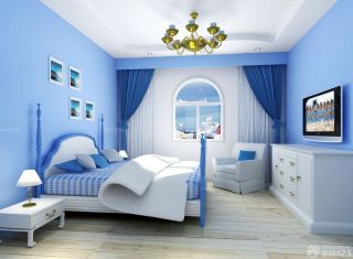 三房两厅蓝色墙面装修设计图