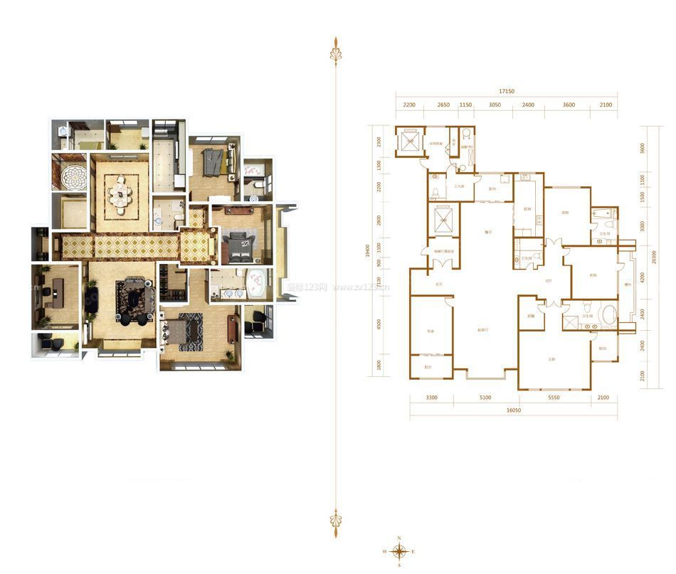 2015自建房屋四室兩廳室內平面圖設計