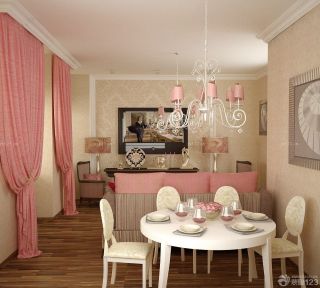 唯美四室二厅粉色窗帘装修效果图