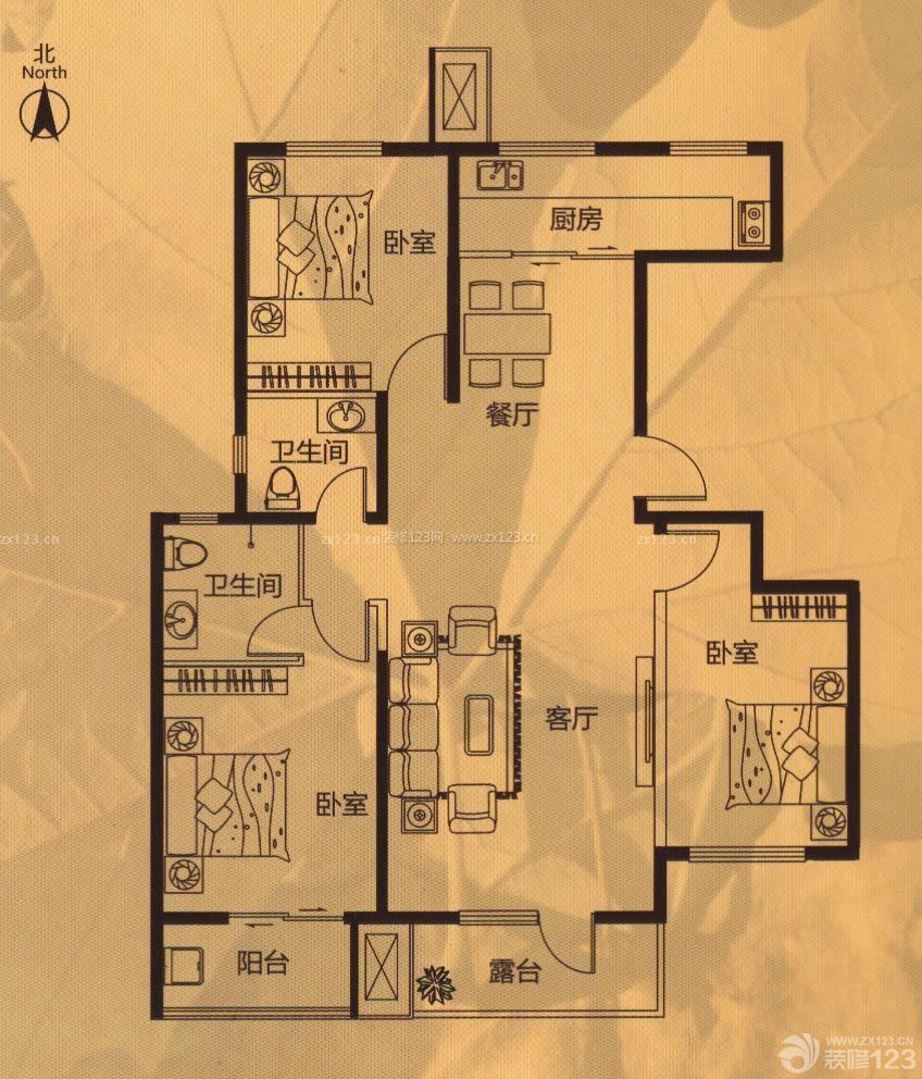 經典戶型三房兩廳平面圖設計大全