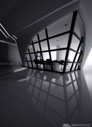 黑白风格办公室室内装修效果图