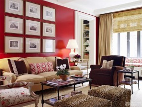三居室内设计效果图 红色墙面装修效果图片