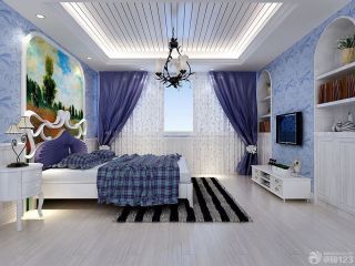 简约地中海风格三室两厅卧室家装效果图