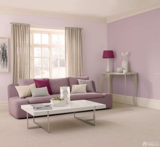 三居室简约紫色墙面装修效果图