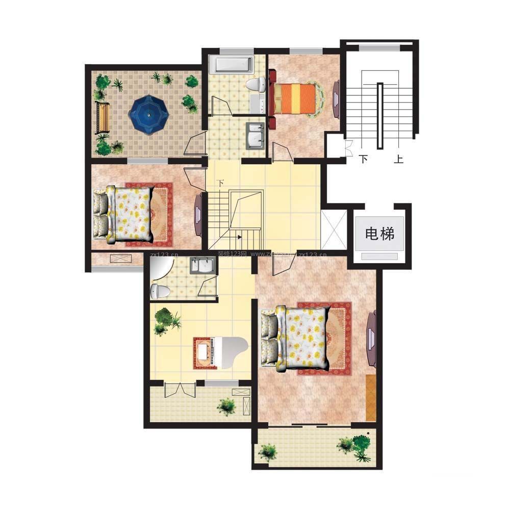 躍層式住宅房屋設計圖三室一廳欣賞