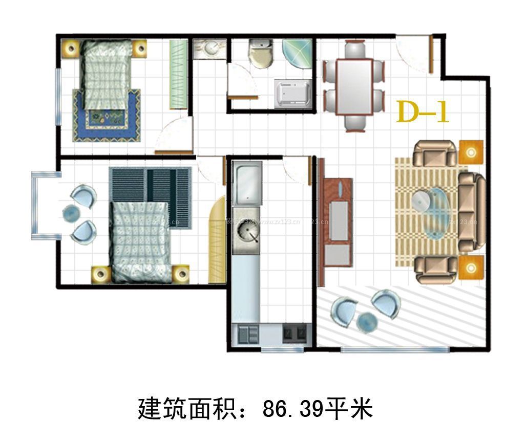 緊湊小戶型房屋設計圖三室一廳設計方案