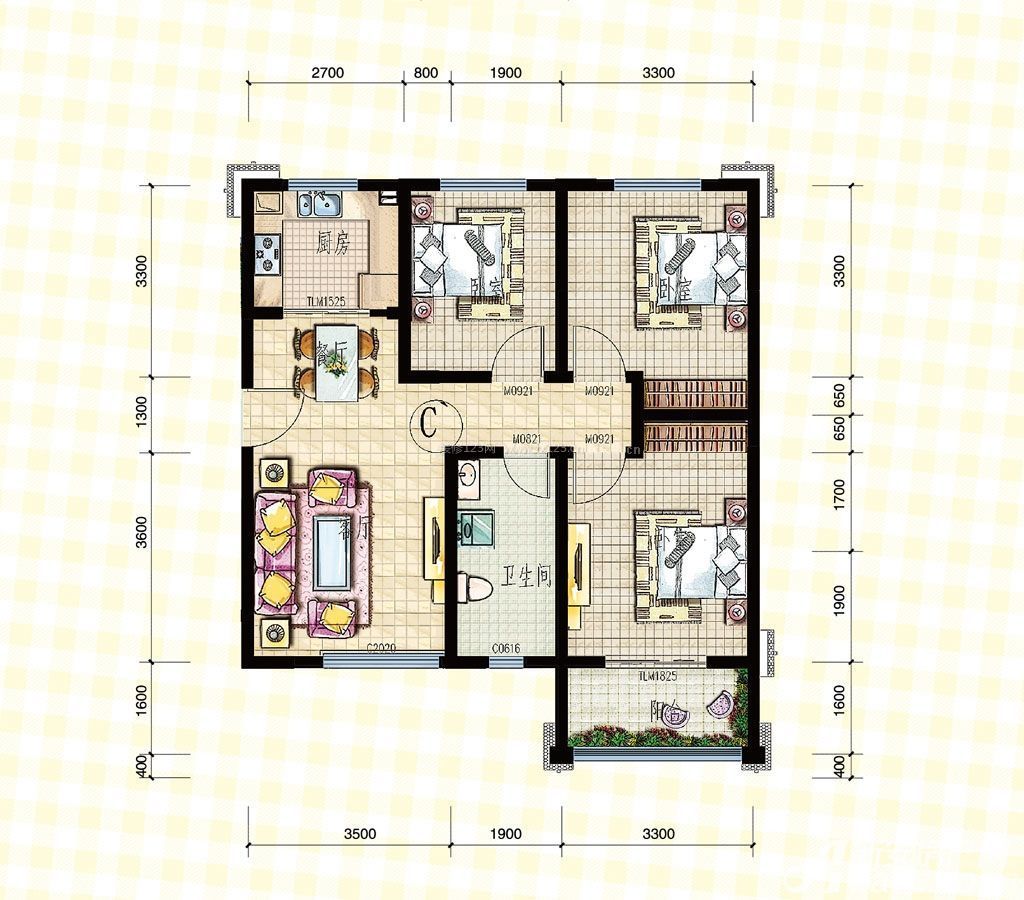 超好房屋设计图三室一厅中小户型设计