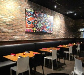 90平方米餐馆装修 墙砖壁纸装修效果图片
