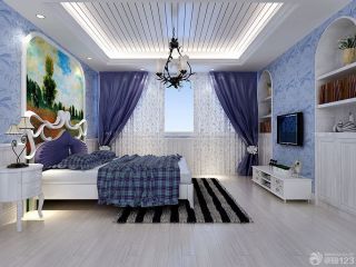 三室两厅地中海风格90平卧室设计装修效果图