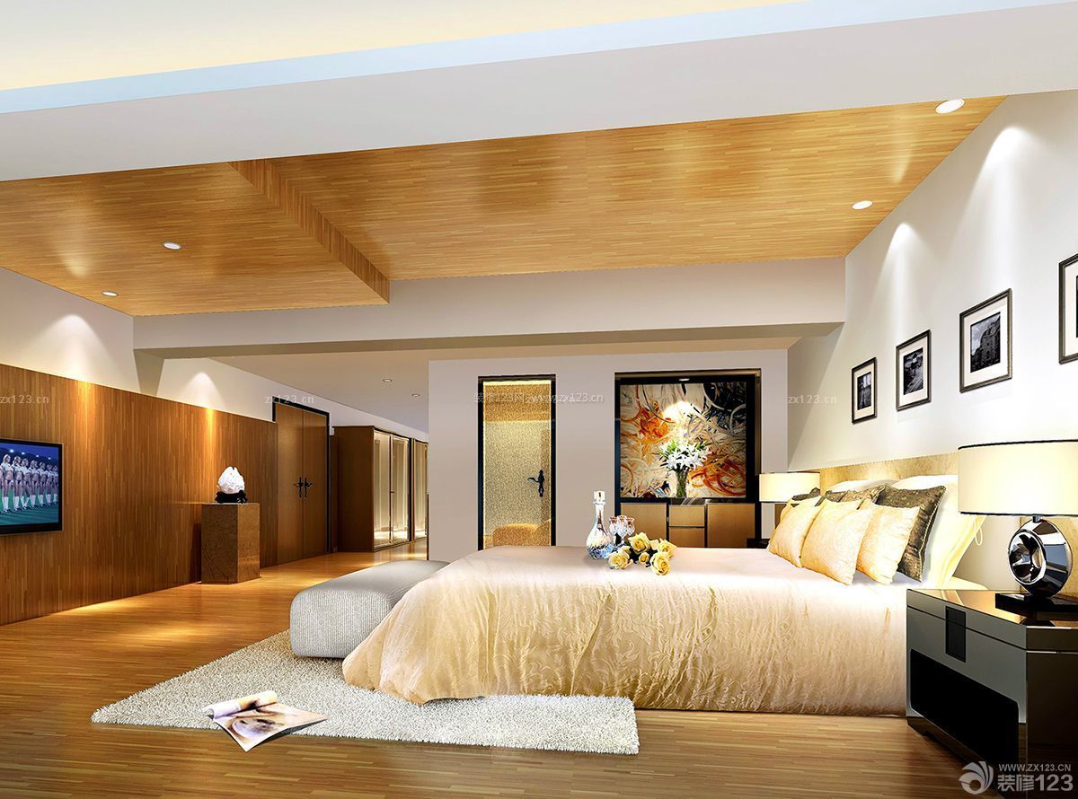 现代欧式90平小三居主卧室装修设计效果图