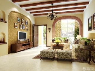美式两房两厅样板房组合沙发装修效果图片