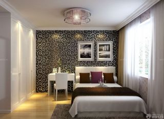 欧式90平两室一厅花藤壁纸设计装修效果图
