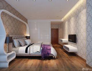 90平两室一厅欧式花纹壁纸卧室装修效果图