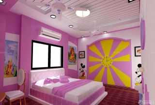 简约90平两室一厅儿童房粉色墙面装修效果图