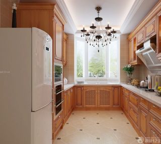 美式风格90平方房子长方形厨房装修图片