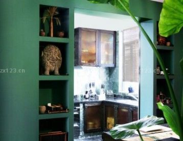 厨房绿色墙面装修设计的效果图片
