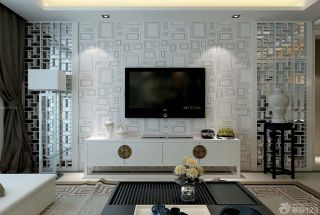 简约欧式两房一厅客厅电视背景墙造型装修效果图
