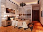 欧式两房一厅卧室深棕色木地板装修效果图片