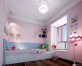 两房一厅房子设计图 粉色墙面装修效果图片