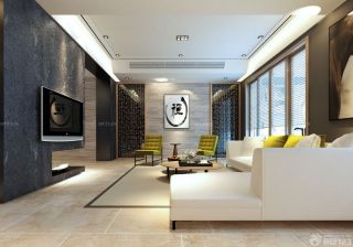 创意复式客厅磨砂墙面装修效果图欣赏