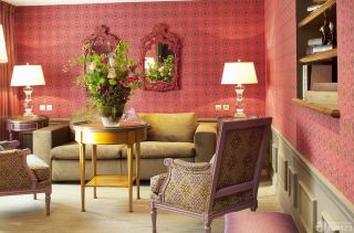 绚丽复式客厅红色墙面装修效果图欣赏