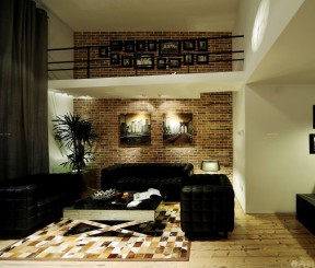 90平房屋客厅墙砖壁纸loft装修效果图片