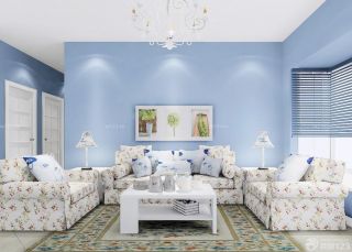 80平方两房一厅蓝色墙面装修效果图片