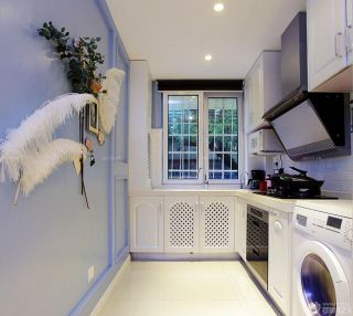 90平米小户型厨房紫色墙面装修效果图片