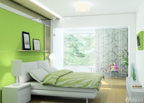 80平方米二手房装修 绿色墙面装修效果图片