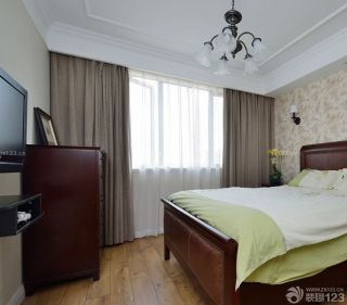 90平方米三室一厅卧室纯色窗帘装修效果图片
